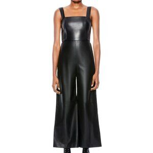 Alice + Olivia Vegan Leather Wide Leg Jumpsuit